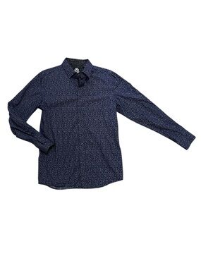 English Laundry Men's Navy Microprint Long-Sleeve Shirt